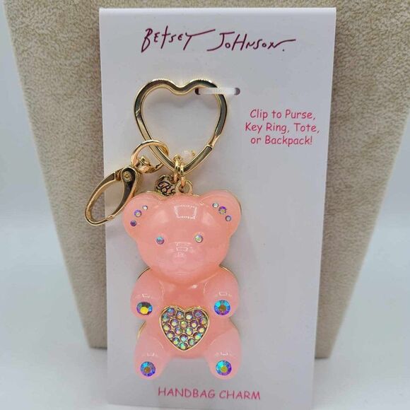 Betsey Johnson Jewelry - Betsey Johnson Pink Bear Key Ring Handbag Charm NWT! NEW!